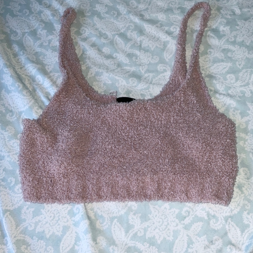 Urban outfitters fluffy pink cropped tank top